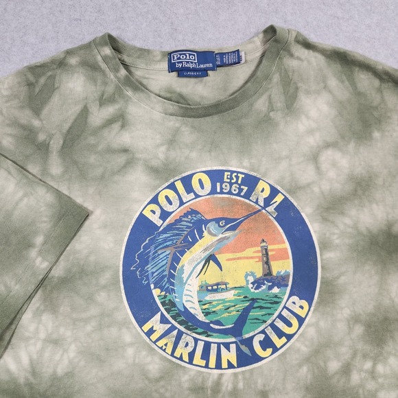 Polo Ralph Lauren Other - Polo Ralph Lauren Shirt Mens XL Green Tie Dye Marlin Club Graphic Key West